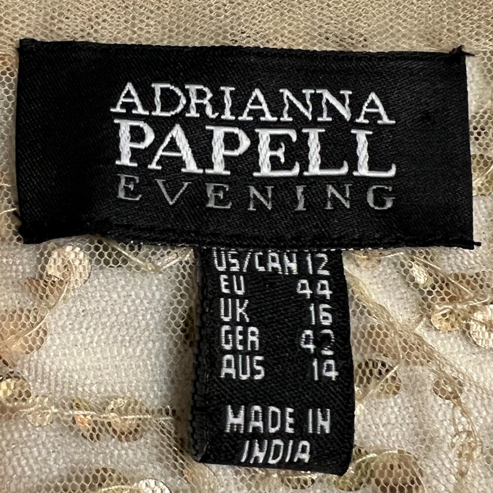 Adrianna Papell Gold Sequin Evening Dress Size 12 Cocktail Party Gown - Picture 7 of 12